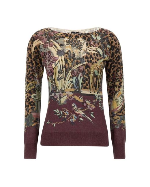 Etro Brown Round-Neck Knitwear