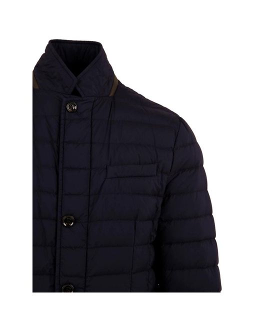 Cappotto trapuntato con dettagli in pelle di Moorer in Blue da Uomo