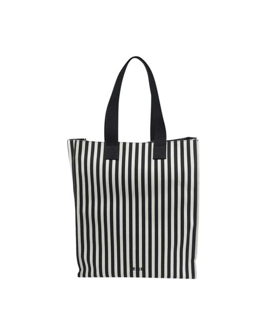 MSGM Schwarze Und Weiße Gestreifte Baumwolltasche in Black für Herren