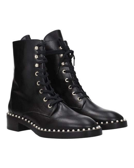 Stuart Weitzman Black Schwarze Leder Knöchelstiefel Punk Rock
