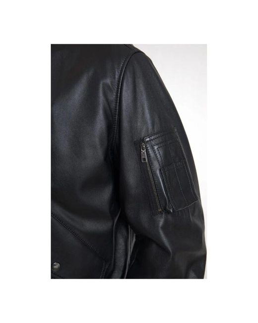 Dolce & Gabbana Schwarze leder-bomberjacke in Black für Herren