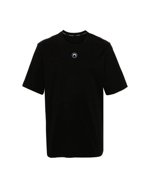 MARINE SERRE Schwarzes t-shirt aus bio-baumwolle mit halbmond-logo in Black für Herren