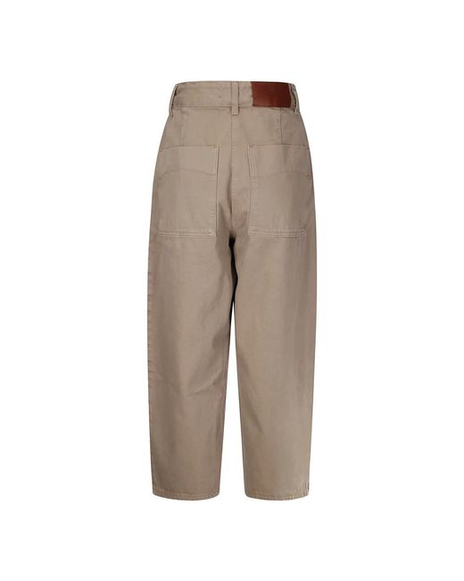 Studio Nicholson Broeken ,Bruin ,Denim Wijde Crop Denim Broek in het Brown