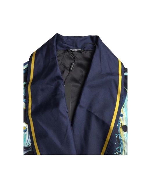 Dolce & Gabbana Seidengürtel-bademantel in marmorblau in Blue für Herren