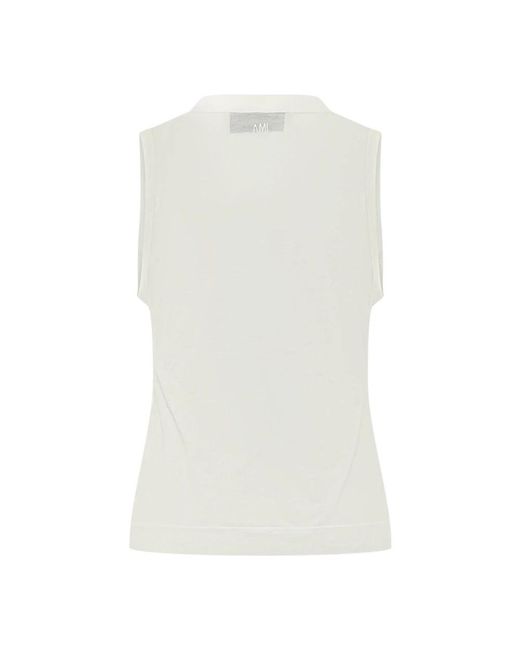 AMI White Sleeveless Tops