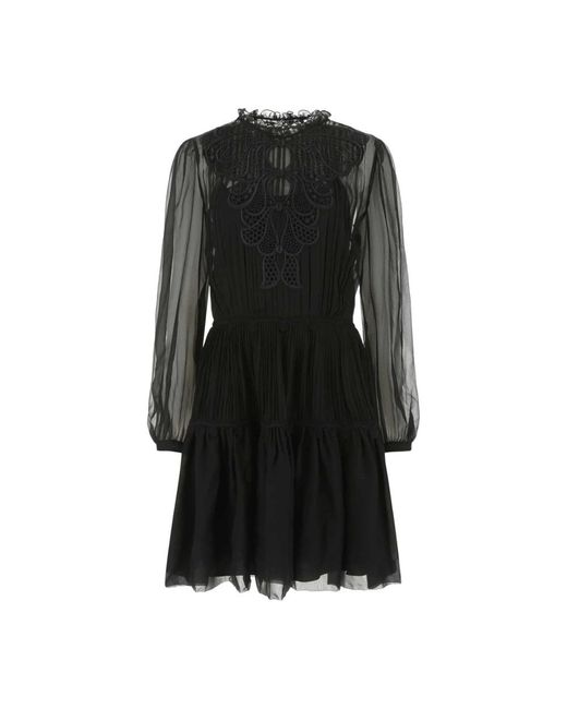 Alberta Ferretti Kleedjes ,Zwart ,Chiffon Zwarte Chiffon Mini -Jurk in het Black