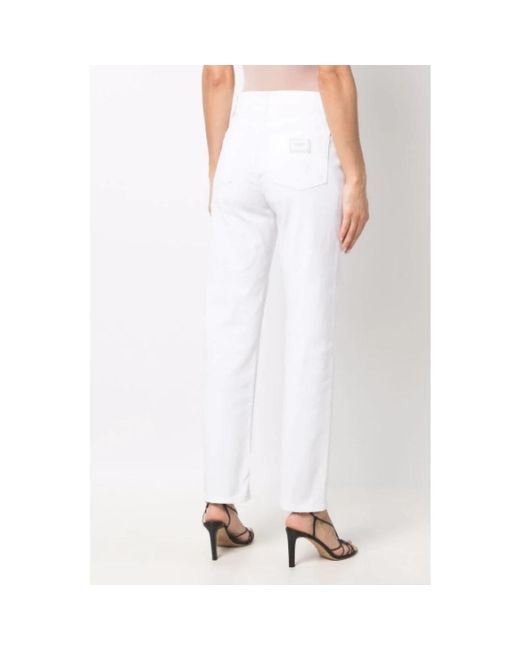 Dolce & Gabbana White Straight Trousers