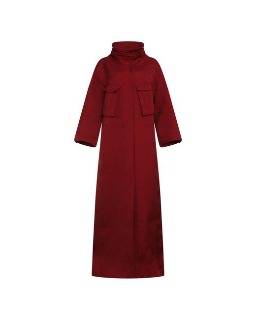 Gucci Jacquard Fabric Single-Breasted Coat in het Red