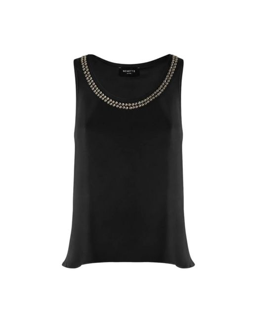 Nenette Mouwloze Top in het Black