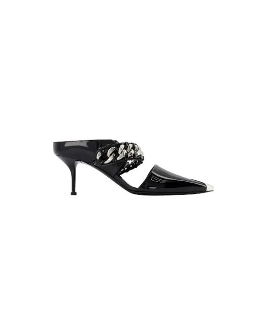 McQueen Black Heeled Mules