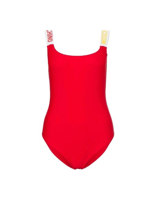 Moschino Badmode ,Rood ,Polyester Rood Logo Badpak in het Red
