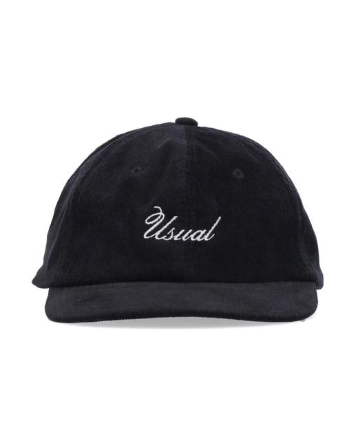 USUAL Accessoires ,Zwart ,Katoen Zwarte Italic Flat Visor Cap in het Black voor heren
