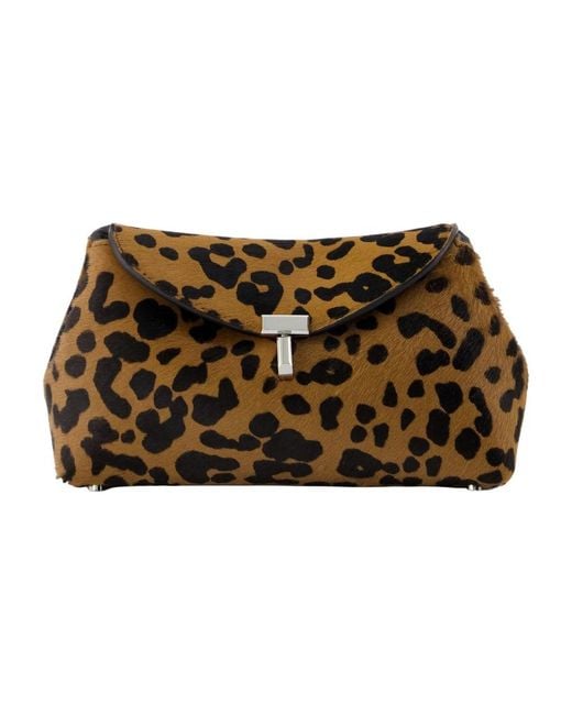 Totême  Luipaardprint Leren Pouch in het Brown