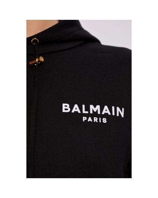 Balmain Black Kurzer sweatshirt mit logo