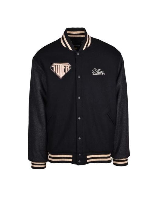 Iuter Jassen ,Zwart ,Polyester Gewatteerd College Jack Met Drukknoopsluiting in het Black voor heren