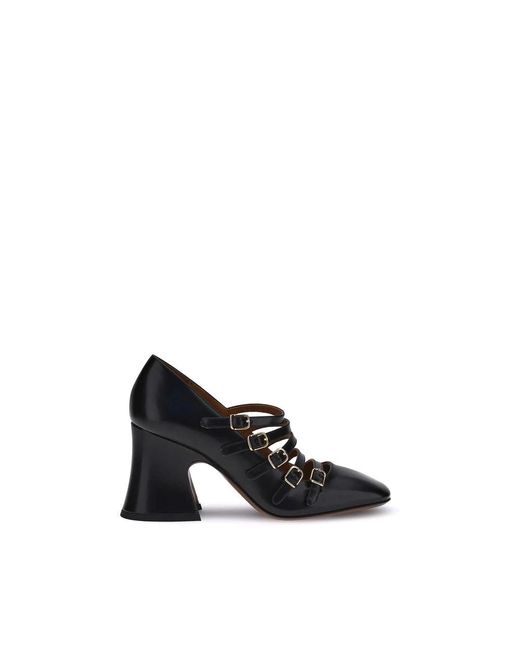 Chloé Schoenen ,Zwart ,Leer Janis Blokhak Pumps in het Black