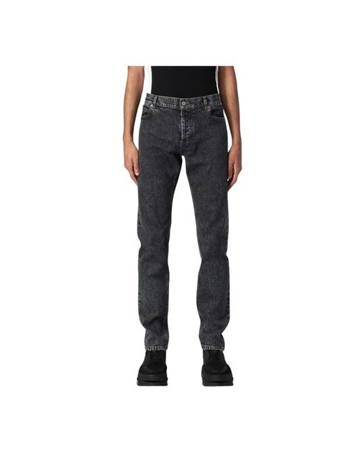 Balmain Zwarte Straight Leg Denim Jeans in het Blue voor heren