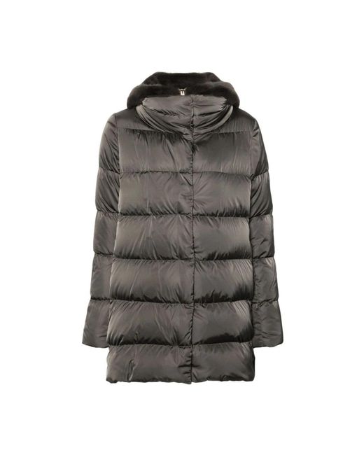 Herno Jassen ,Grijs ,Gewatteerde Hoodie Jas in het Gray
