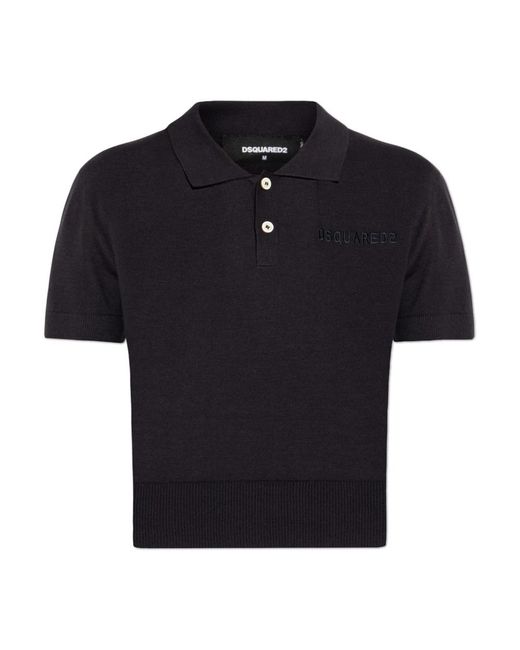 DSquared² Black Cropped Strickpolo