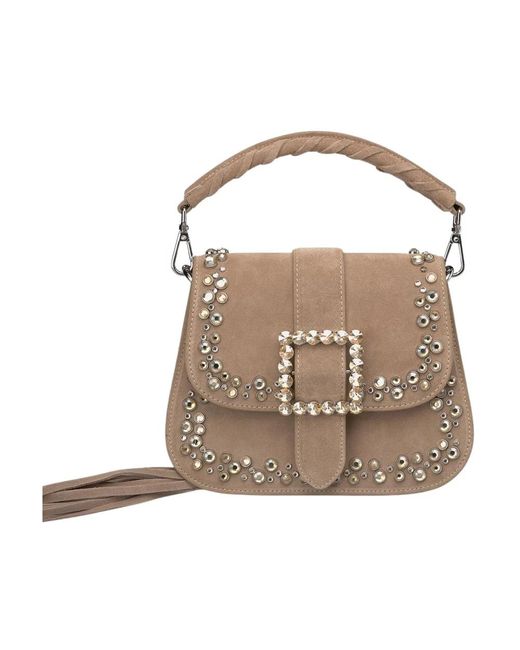 Alma En Pena. Brown Handtasche mit strasssteinen
