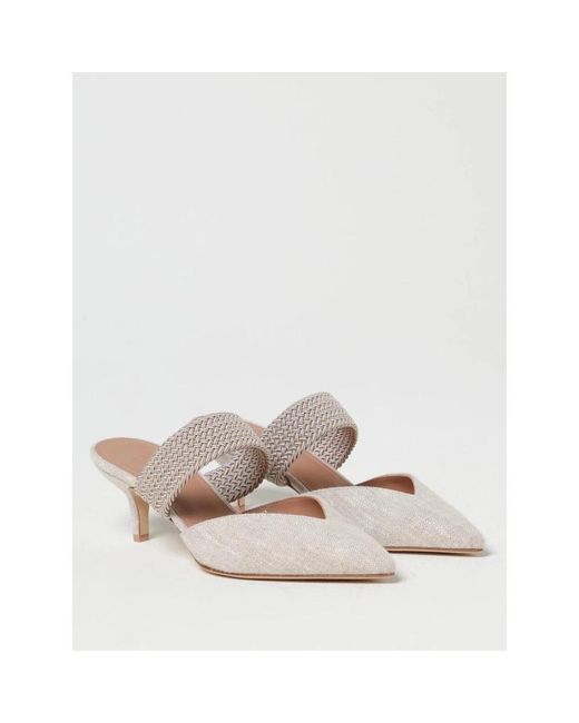 Malone Souliers White Heeled Mules