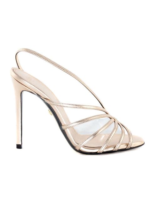 ALEVI White Nude Leder Sandalen Mit Perlendetail
