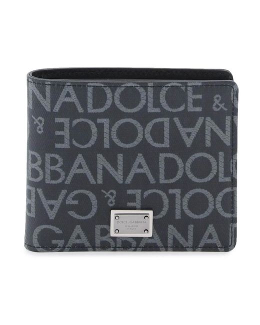 Portafoglio con logo jacquard di Dolce & Gabbana in Gray da Uomo