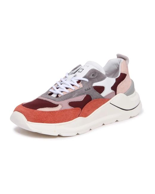 Date Schoenen ,Veelkleurig ,Fuga Hairy Bordeaux Sneakers in het Pink