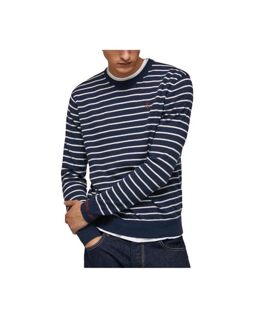 Pepe Jeans Blue Round-Neck Knitwear for men
