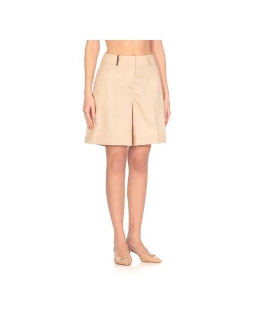 Peserico Natural Baumwollshorts Mit Lederdetail