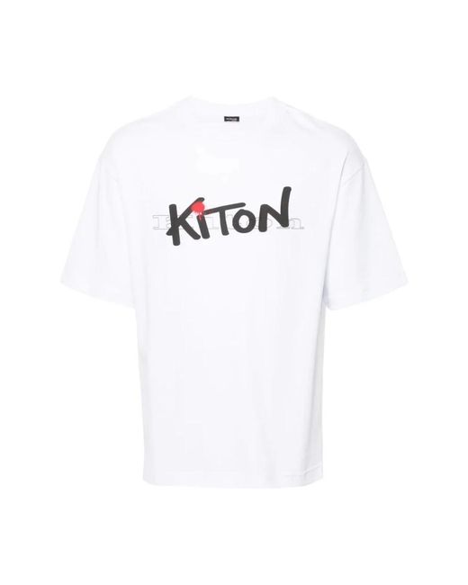 Kiton Baumwoll casual t-shirt in White für Herren