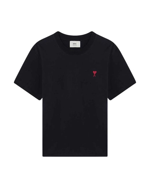 AMI Tops ,Blauw ,Katoen De Coeur T-Shirt in het Black