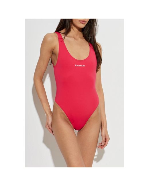 Balmain Badpak Met Logo-Print in het Red