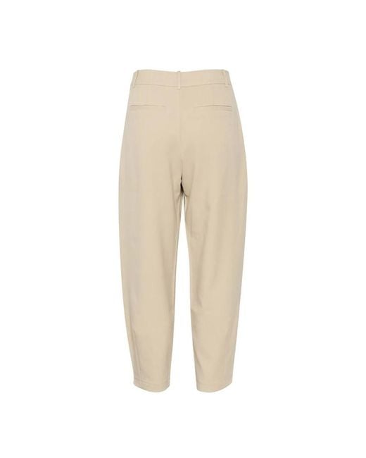 Kaffe Natural Federgrau Hose Mit Hoher Taille Und Verkürzter Länge