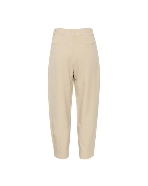 Kaffe Broeken ,Grijs ,Veren Grijs Hoge Taille Geknipte Broek in het Natural