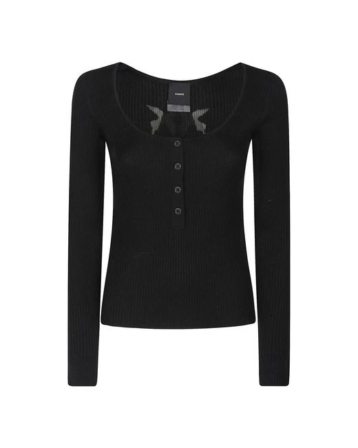 Round-Neck Knitwear Pinko de color Black