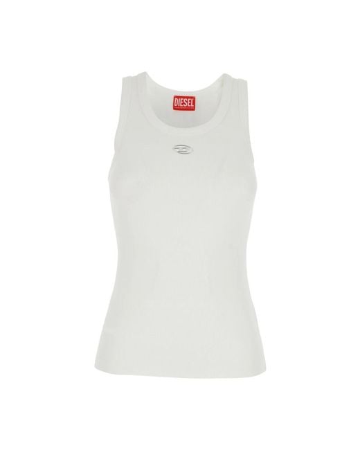 DIESEL White Sleeveless Tops