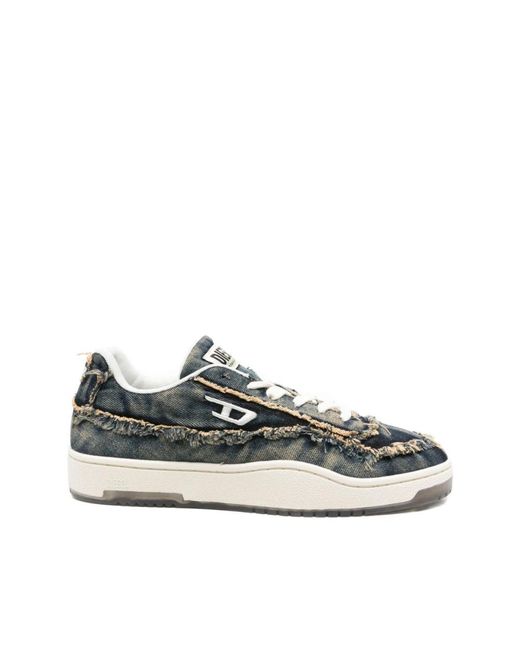 DIESEL Blaue Fransige Schnürsneakers in Green für Herren