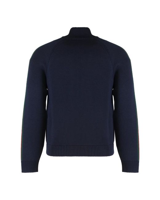Gucci Truien & Vesten ,Blauw ,Wol Wollen Jack Met Geweven Stiksel En Ritssluiting in het Blue voor heren