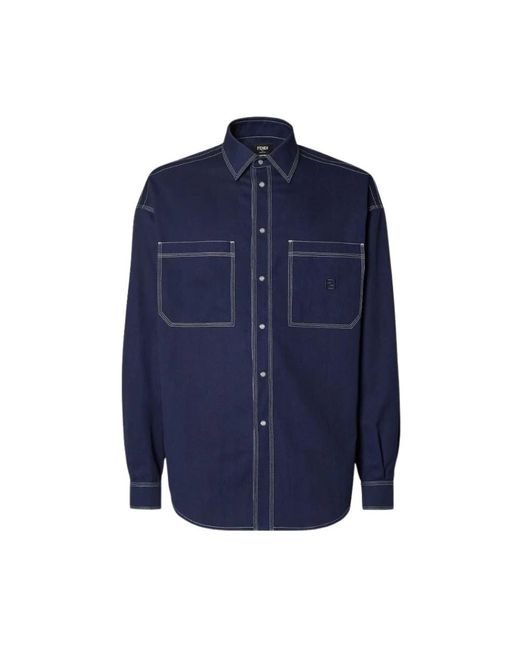 Fendi Blue Casual Shirts for men