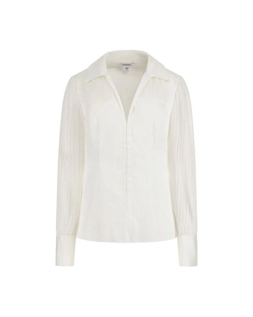 Blusa blanca de algodón Guess de color White