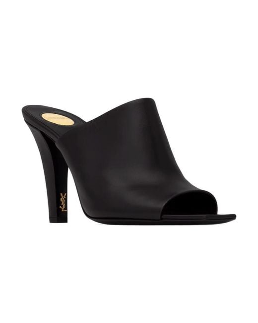 Saint Laurent Black Heeled Mules