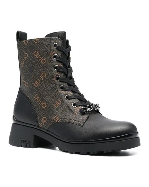Liu Jo Black Lace-Up Boots