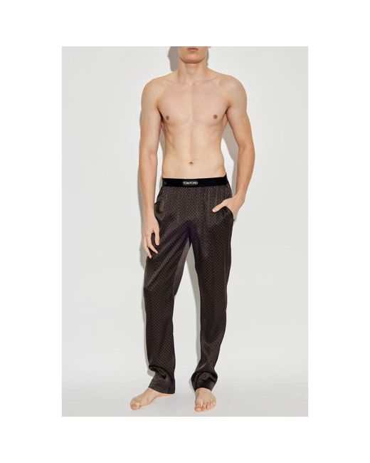 Tom Ford Nachtkleding ,Bruin ,Zijden Pyjamabroek in het Black voor heren