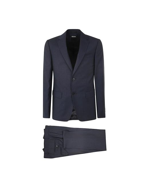 Zegna Blue Single Breasted Suits for men