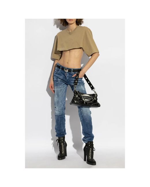 DSquared² Tops ,Katoen Kort, Losvallend T-Shirt in het Natural