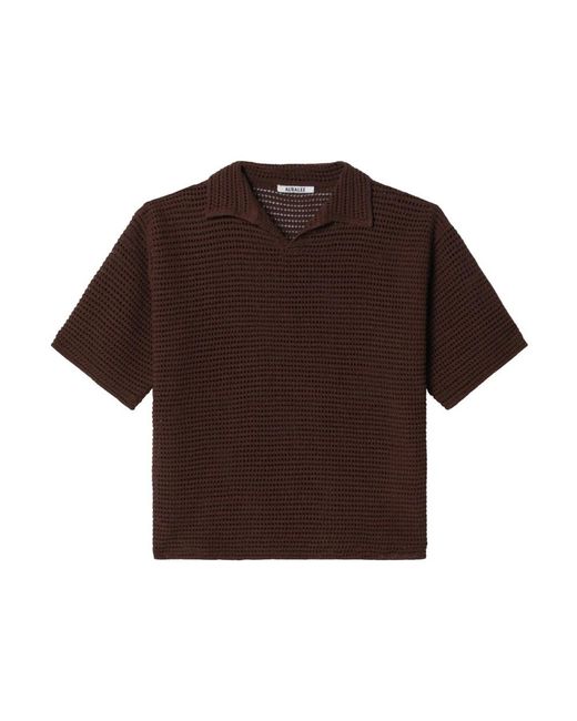 Auralee Brown V-Neck Knitwear for men