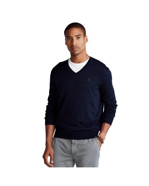 Maglione slim fit in lana merino con scollo a v da Uomo di Polo Ralph Lauren  in Blu | Lyst