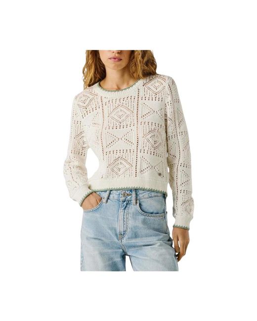 Pepe Jeans White Round-Neck Knitwear