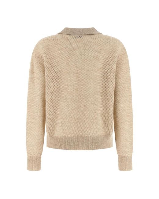 Brunello Cucinelli Natural V-Neck Knitwear